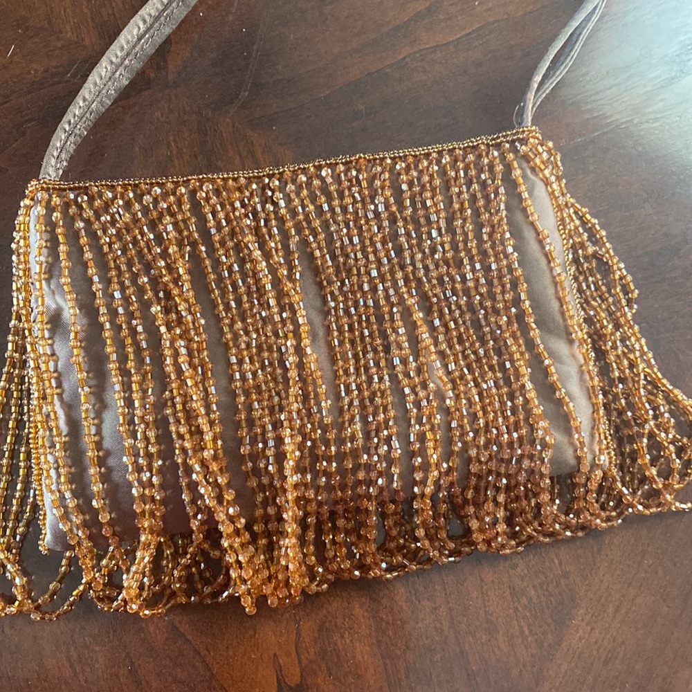 🦊 Cache brown beaded evening bag. - Picture 2 of 7